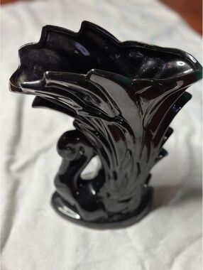 Vintage McCoy Pottery Black Swan Vase Planter Mid-Century Art Deco Glossy Glaze